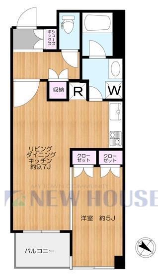 アビテ市ヶ谷納戸町(1LDK/2階)の間取り写真