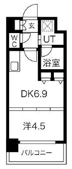 S-RESIDENCE淀屋橋(1DK/2階)の間取り写真
