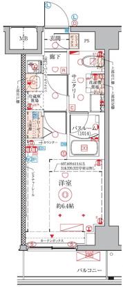 クレヴィスタ武蔵中原(1K/1階)の間取り写真