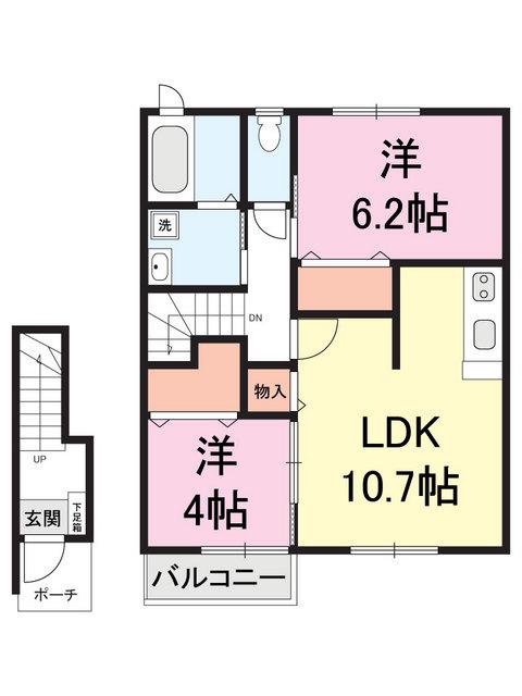 パラディ B(2LDK/2階)の間取り写真