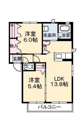 グランマスト新橋D棟(2LDK/2階)の間取り写真