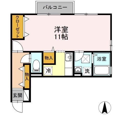 フェイバリットフラットB (ワンルーム/2階)の間取り写真