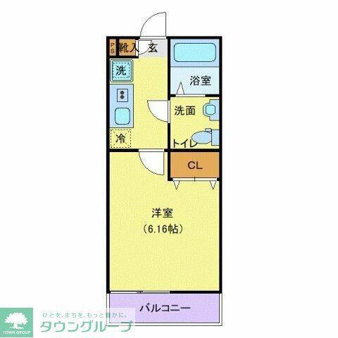 ガルネリ尾久(1K/1階)の間取り写真