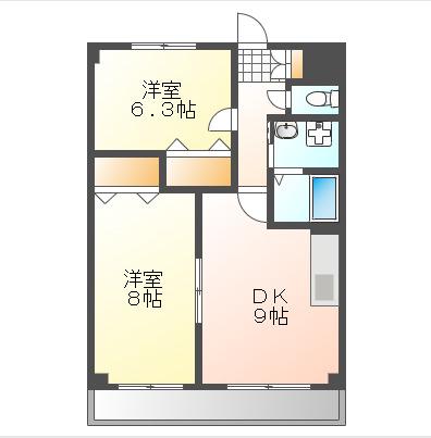 グランドライフJK(2DK/8階)の間取り写真