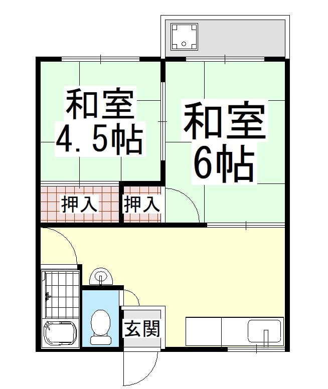 シャルム宇田(2K/2階)の間取り写真
