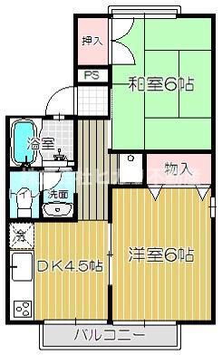 サンセジュール(2DK/2階)の間取り写真