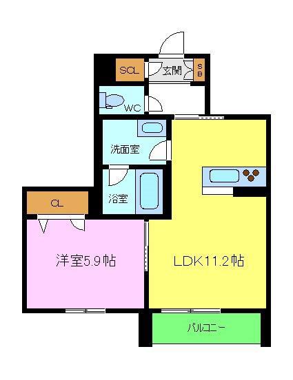HARUなかもず(1LDK/1階)の間取り写真