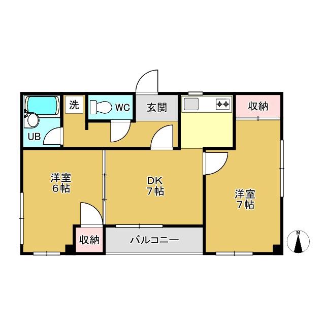 サンフラット深山(2DK/1階)の間取り写真
