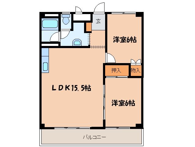 市ヶ尾内野ビル(2LDK/2階)の間取り写真