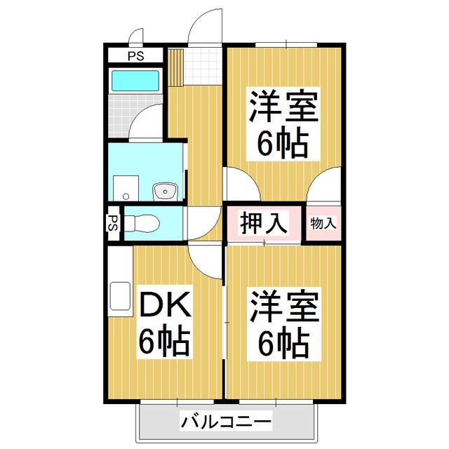 コーポからまつA(2DK/1階)の間取り写真