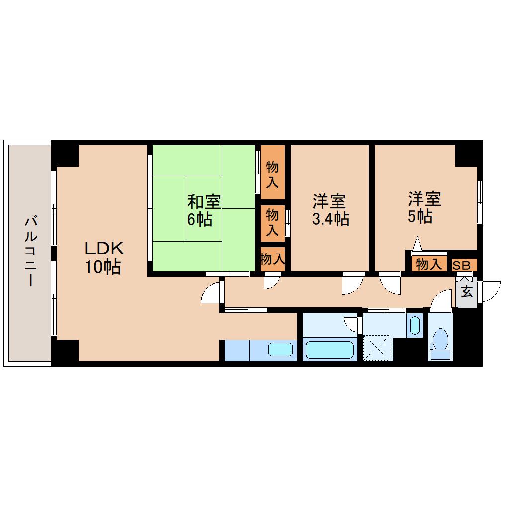 エスペランス日泉ビル(3LDK/8階)の間取り写真