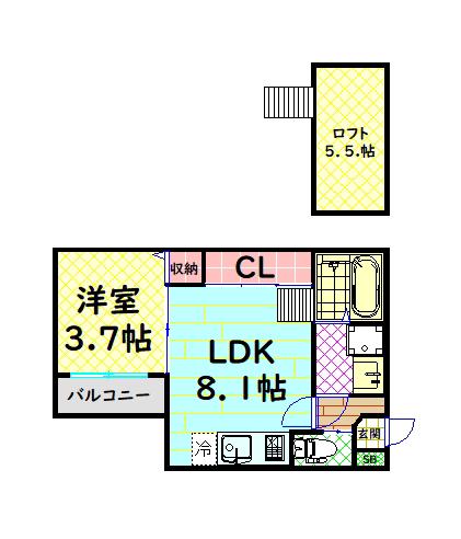 ハーモニーテラス南庄町(1SLDK/1階)の間取り写真