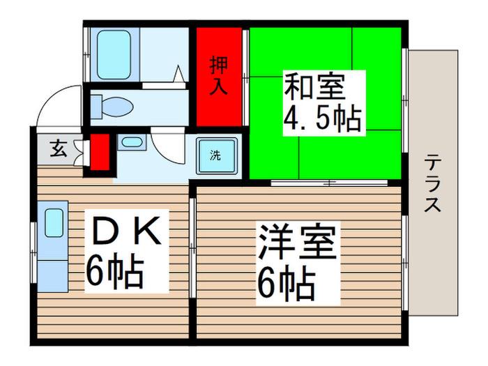 ミルフィーユ増尾(2DK/1階)の間取り写真