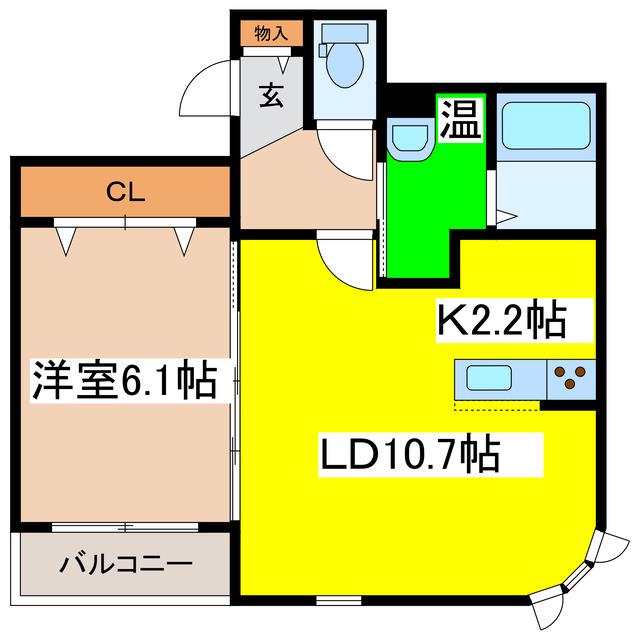 アビタK(1LDK/4階)の間取り写真