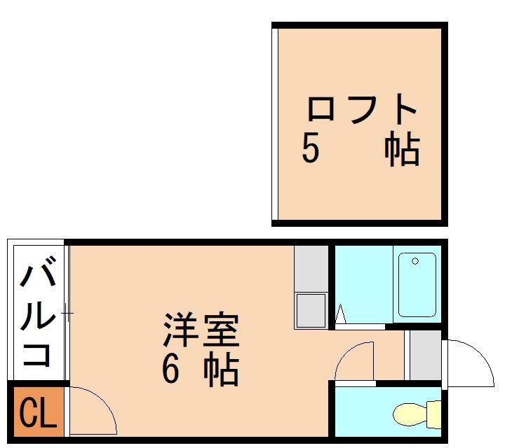 エクセル下原B(ワンルーム/2階)の間取り写真