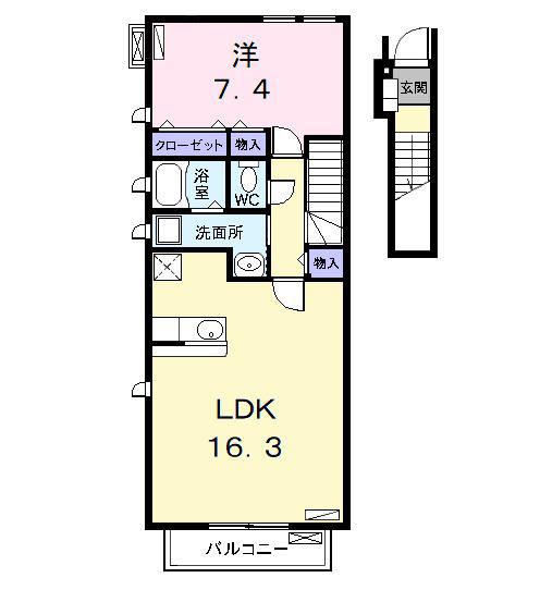 ツインベル(1LDK/2階)の間取り写真