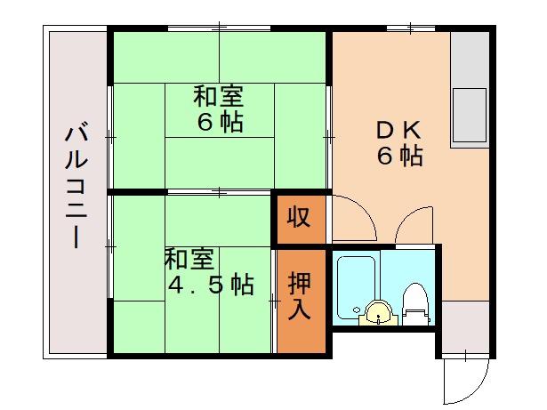 LIAN BELLE SASAGURI(2DK/9階)の間取り写真