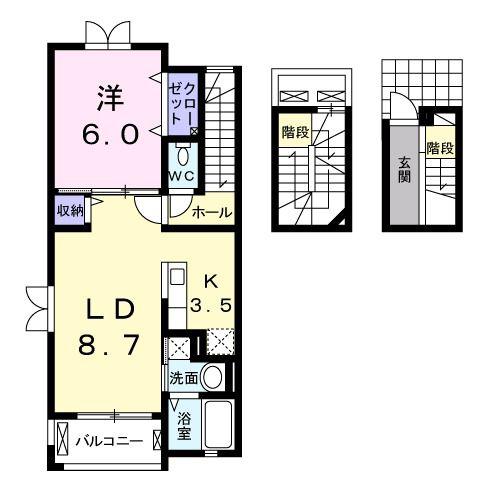 プランドールIII(1LDK/3階)の間取り写真