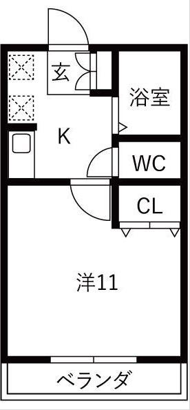 パラド-ル(1K/2階)の間取り写真