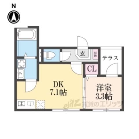 LUNA TERRACE(1DK/1階)の間取り写真