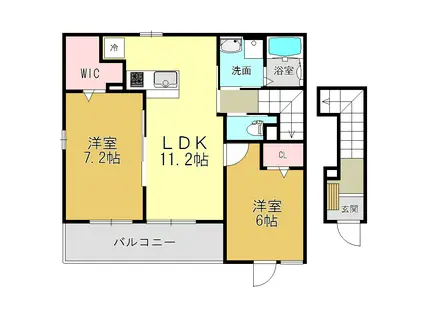 モン ソレイユI(2LDK/2階)の間取り写真