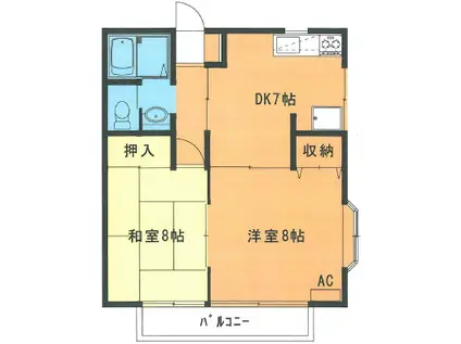 はちやコーポ(2DK/2階)の間取り写真