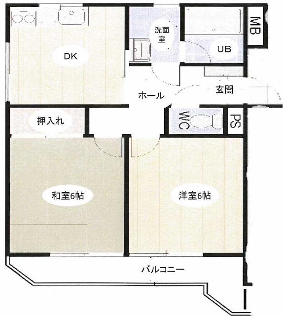 LA HOUSE(2DK/2階)の間取り写真
