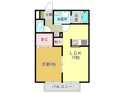 プランドール神楽(1LDK/2階)の間取り写真