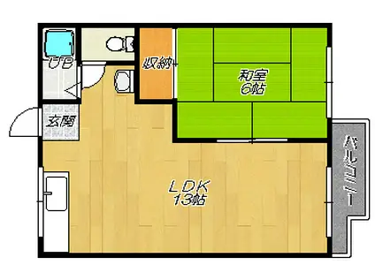 南本ハイツ(1LDK/2階)の間取り写真