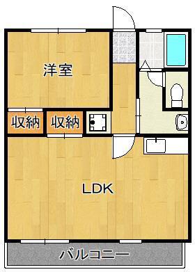 コーポ若二(1LDK/2階)の間取り写真