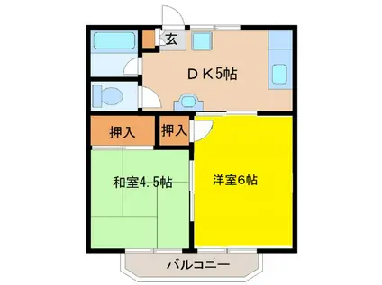 メゾン14-20(2DK/1階)の間取り写真