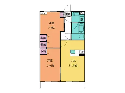 ララス・プランドール(2LDK/2階)の間取り写真