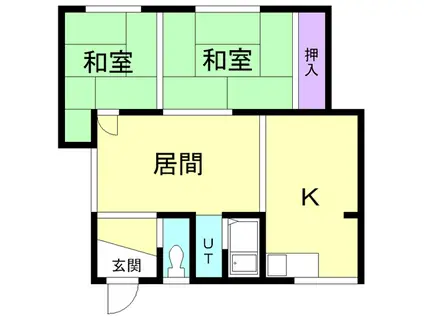 シャトルオバラ(2LDK/2階)の間取り写真