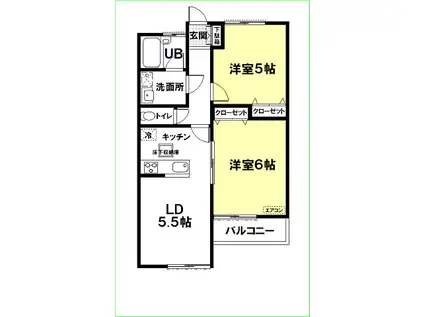 アーバニズム71B(2LDK/1階)の間取り写真