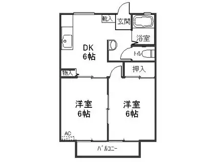 チェリーハイツ(2DK/1階)の間取り写真