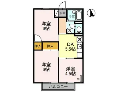 ロイヤルハイツ松ヶ丘(3DK/2階)の間取り写真