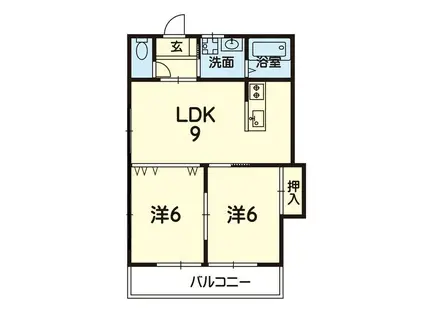 LALA保田窪(2LDK/2階)の間取り写真