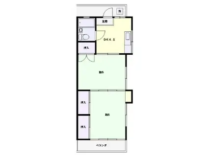 第二イーストハウス(2K/2階)の間取り写真