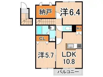 アローキャニオン エコ II(2LDK/2階)の間取り写真