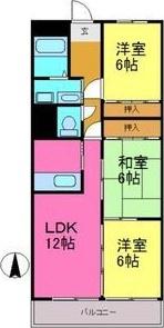アベニュー藤(3LDK/4階)の間取り写真