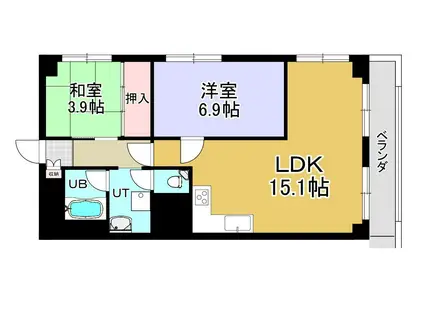 くしろ南大通マンション(2LDK/9階)の間取り写真