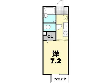 ハイツ藤井(ワンルーム/2階)の間取り写真