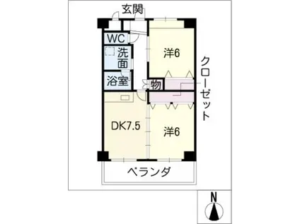アメニティ八田(2DK/1階)の間取り写真