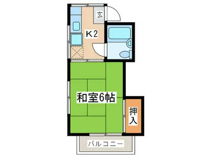 横山ハイツA棟(1K/2階)の間取り写真