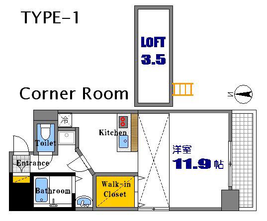 グランマーレ17(ワンルーム/4階)の間取り写真