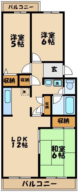 ベラビスタ21A棟(2LDK/3階)の間取り写真
