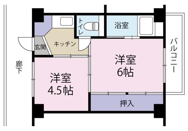 ビレッジハウス名東 2号棟(2K/1階)の間取り写真