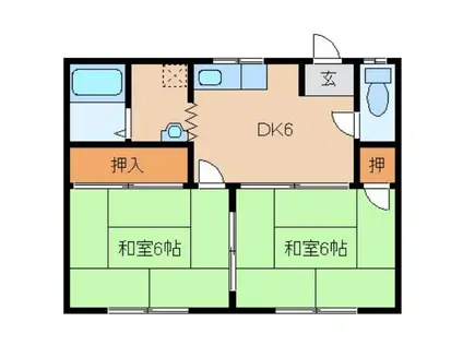 フォーブルおかべ(2DK/1階)の間取り写真