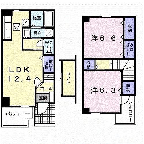 フロムガーデンΑ(2LDK/1階)の間取り写真