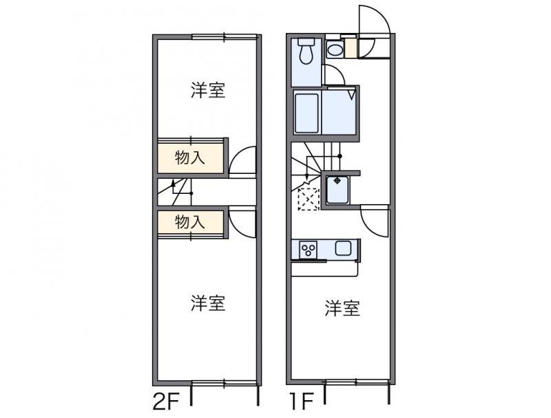 レオパレス新名(2DK/1階)の間取り写真